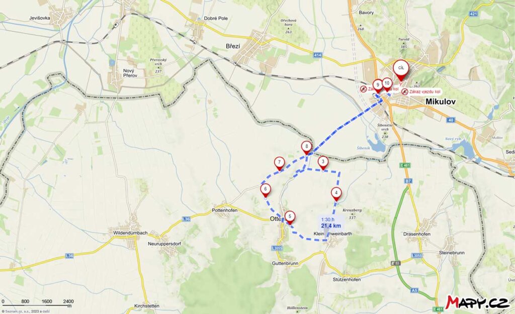 Mapa Českorakouský půlmaraton 2023