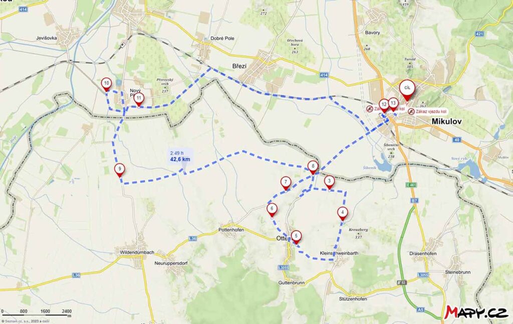 Mapa Českorakouský maraton 2023